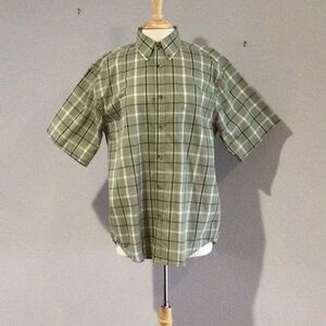 Puritan Green Plaid Wrinkle Resistant Men's Button Front Collared Shirt M 38/40